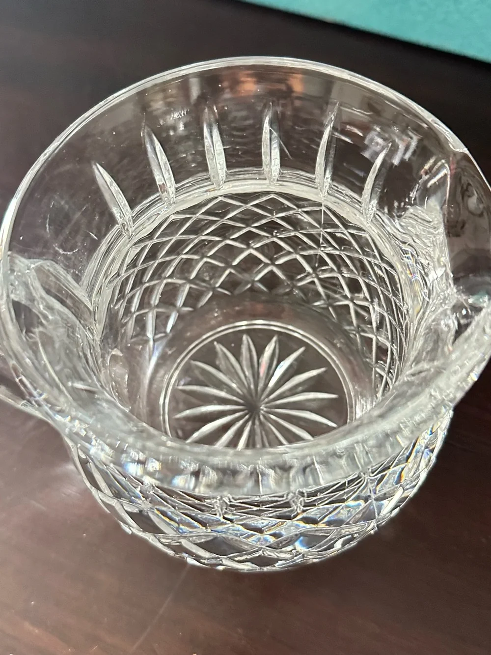 Clear Glass Diamond-Cut Pitcher
